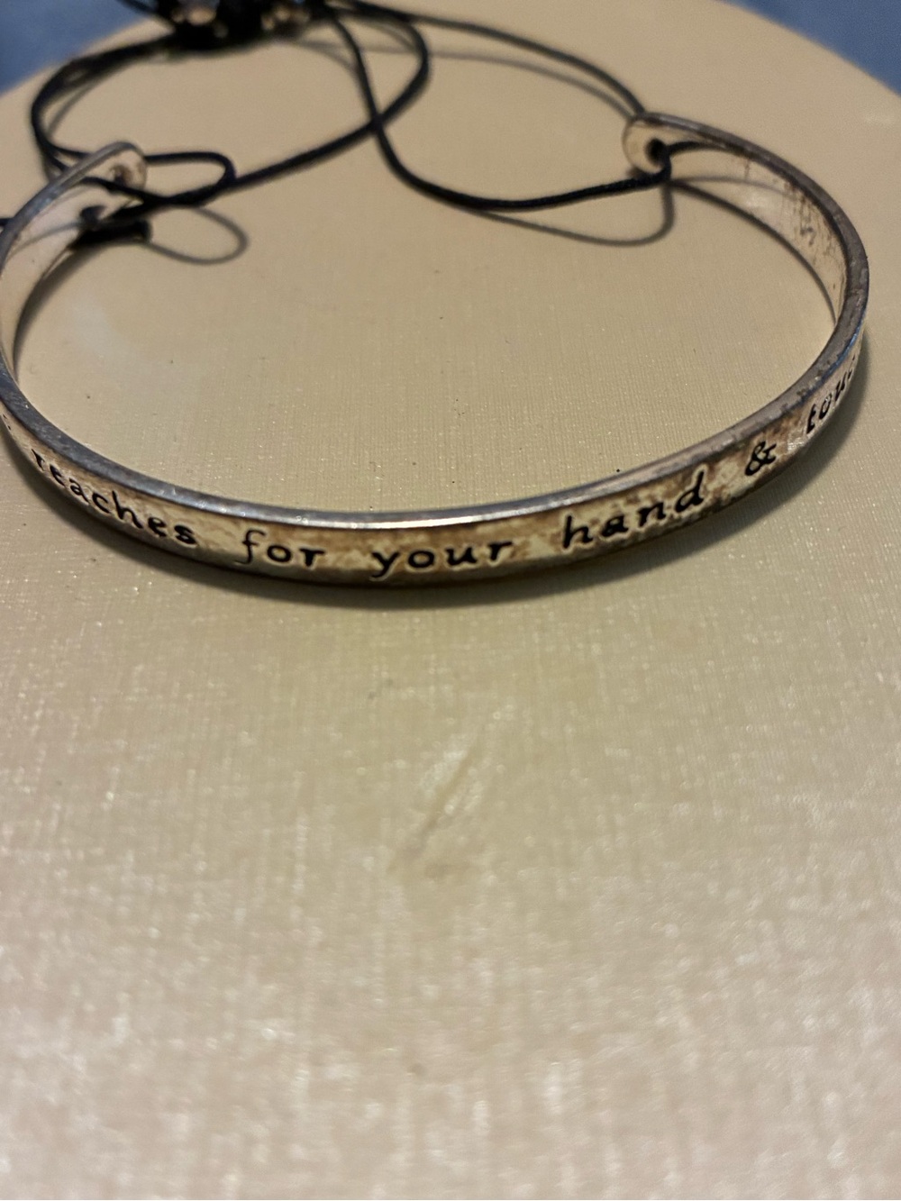 Engraved Silver Tone Inspirational Cuff Necklace true friend
